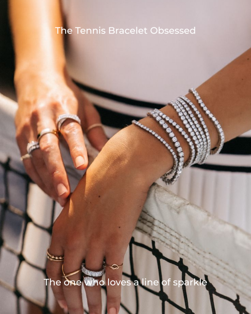 Diamond tennis bracelet with a continuous line of sparkle, representing classic luxury jewelry for everyday and occasion wear.