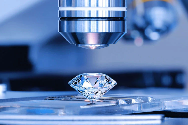 Lab grown diamond being created under advanced technology equipment, representing the modern process of growing diamonds in a laboratory.