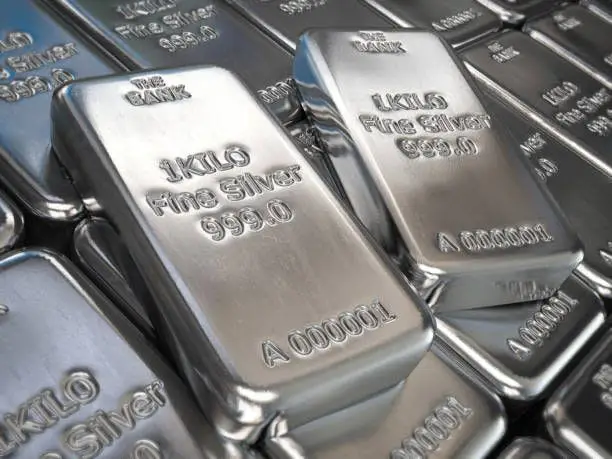 1kg fine silver bullion bars stacked together why silver prices are rising globally and how supply shortages impact silver, The Jewelry Gossip.

