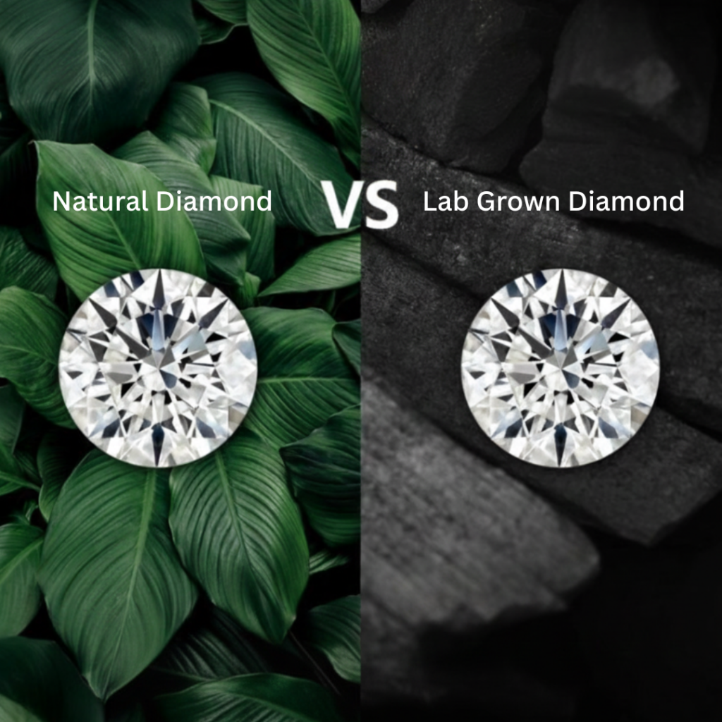 
 Comparison of lab-grown diamonds vs natural diamond jewelry highlighting affordability, demand trends, and luxury market differences.
