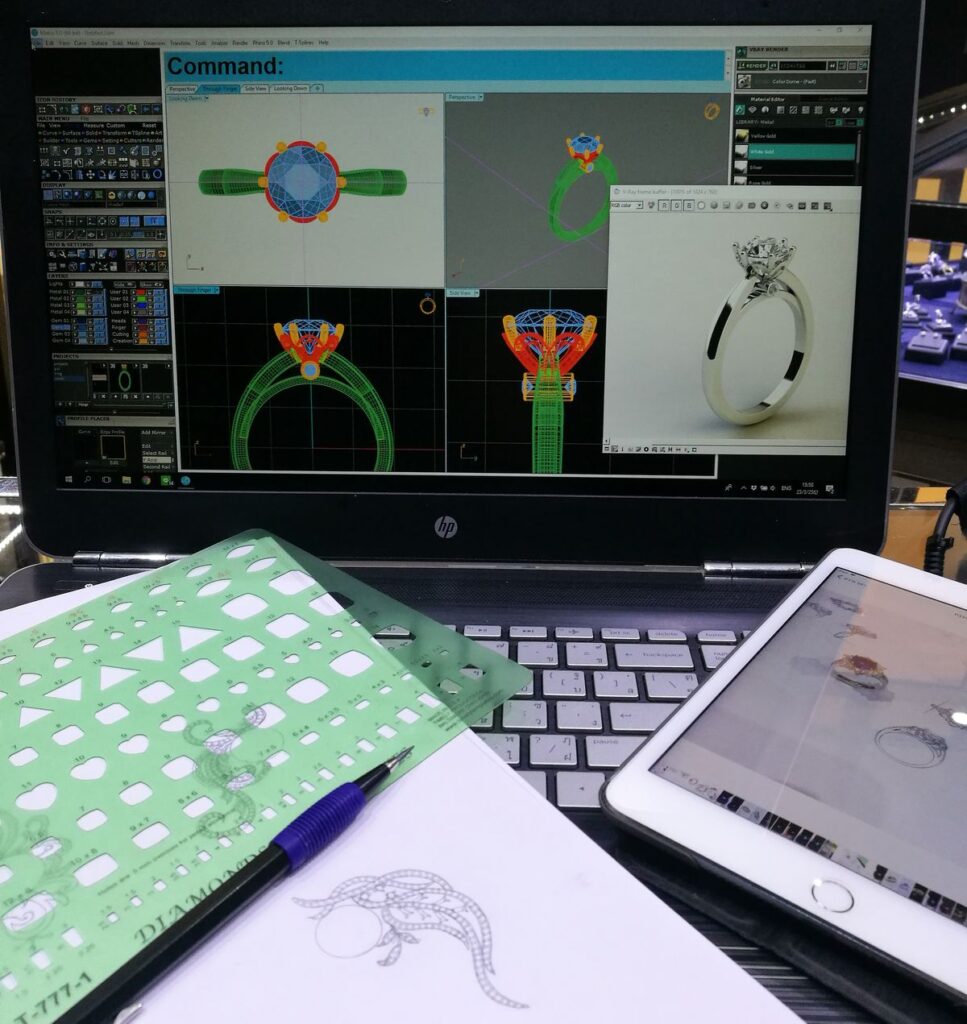 AI and CAD technology in jewelry manufacturing including 3D printing, custom jewellery design, and advanced production techniques
