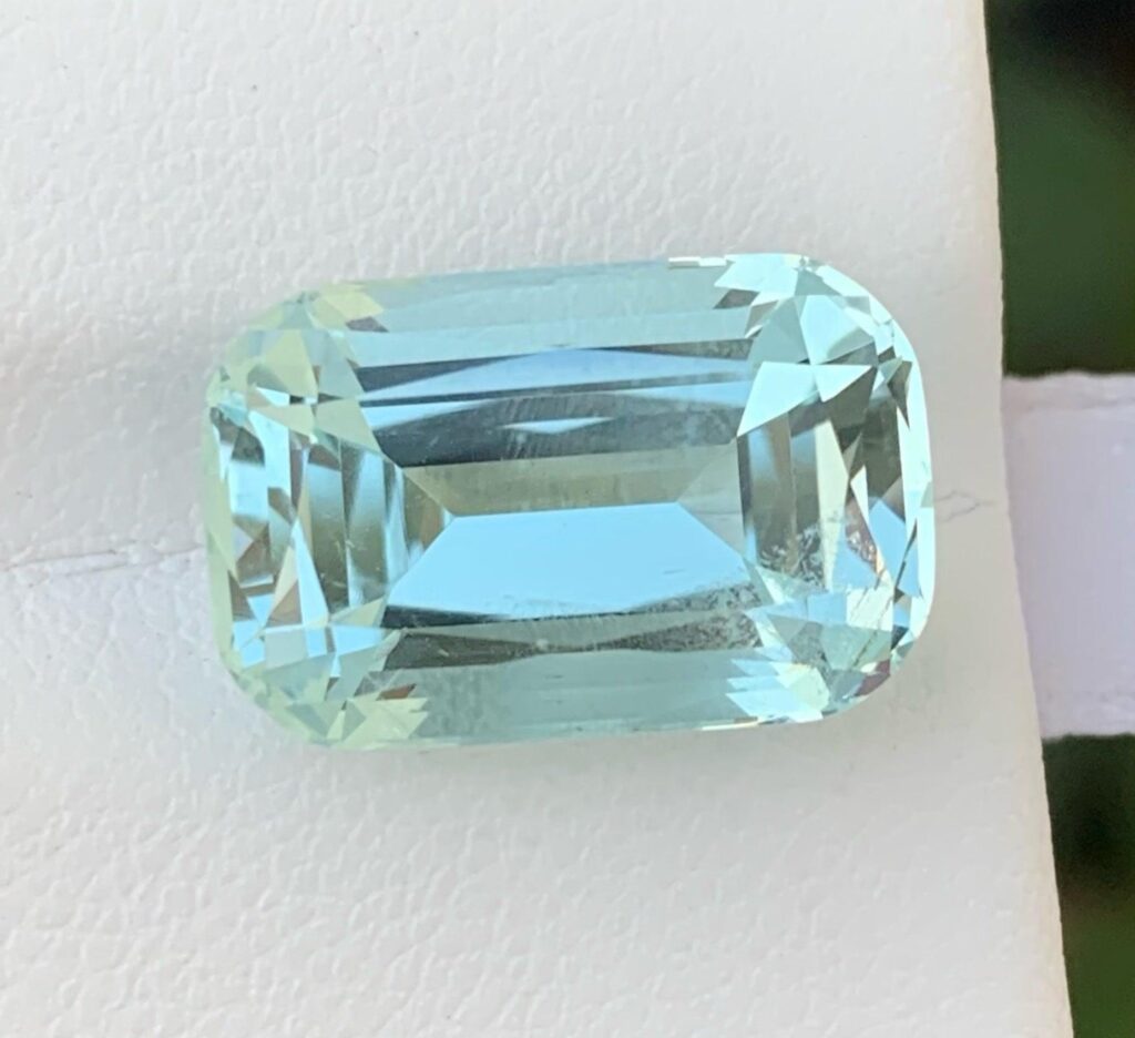 Light blue aquamarine gemstone for March birthstone in pendant jewelry, symbolizing serenity and ocean tones