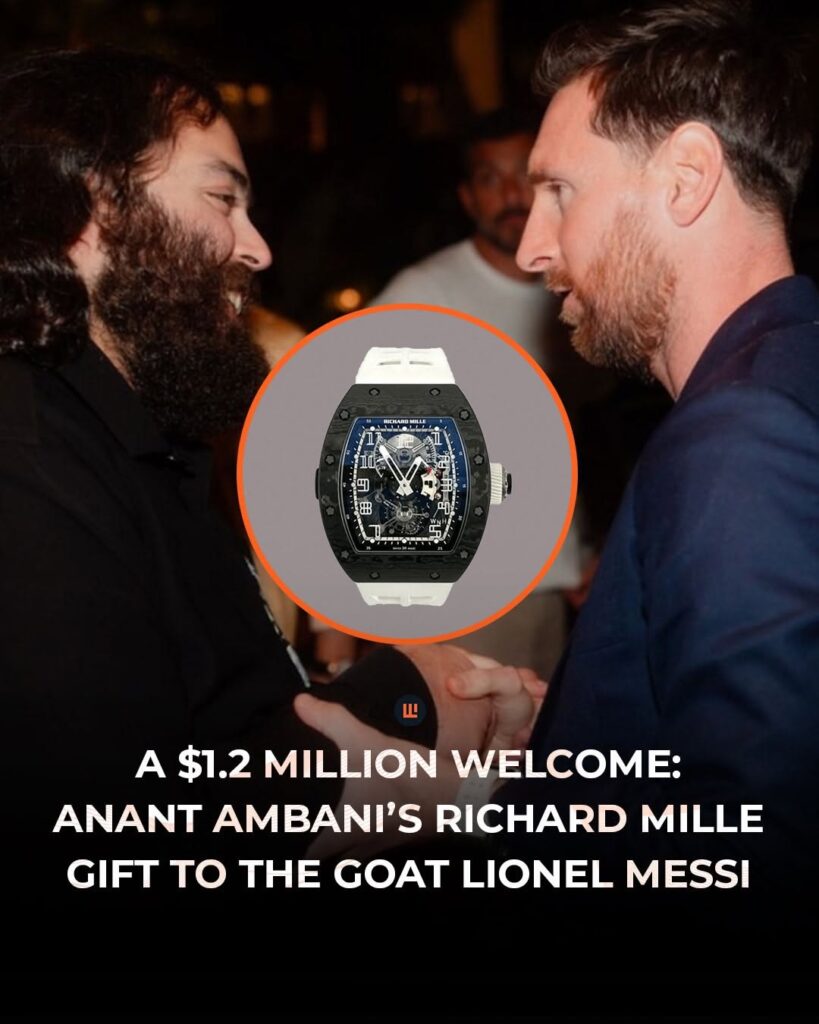 Lionel Messi wearing the Richard Mille RM 003 Asia Boutique Edition, a rare luxury watch reportedly gifted by Anant Ambani.